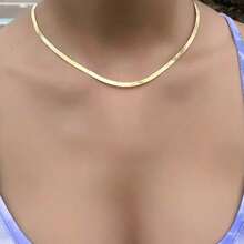1pc Fashionable Versatile Stainless Steel Simple Necklace - Yellow Gold - View 1