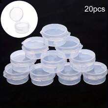 5/10/20/50pcs Sample Transparent Plastic Bottle, 5g Transparent Plastic Button Cap, Mini Q Cover,Small Mini Cosmetic Container Jars Suitable For Nail Art, Jewelry, Powder And Lip Balm