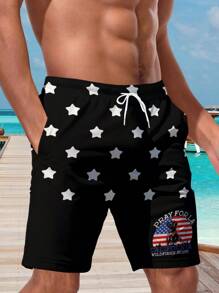 Men's Hawaiian Style 3D Print Casual Beach Shorts - Quick Dry, Drawstring Waistband, Perfect For Summer Outings