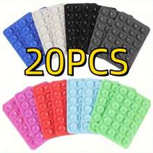20pcs Random Color Silicone Suction Cup Phone Holder - Strong Adhesive, Easy To Carry, Multi-Function Phone Case Mount (Orange, Black, White, Gray), Phone Case Accessories | Suction Cup Array | Strong Adhesive Silicone