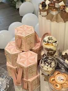 1/5 sztuk różowych i niebieskich pudełek prezentowych z karuzelą - idealne na urodziny dzieci, dekoracje na baby shower i pakowanie upominków na przyjęcia - Wielokolorowe - Zobacz 7