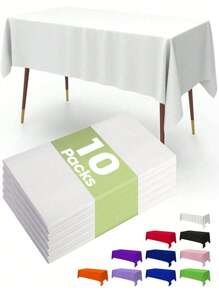 Disposable Tablecloths 10Pack 137x274cm - Waterproof Plastic Party Table Covers For Picnic, Birthday, Wedding, Assorted Colors (Bulk, Oil-Proof, Easy Cleanup)