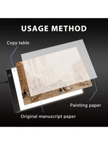 1 pièce Planche lumineuse LED A2/A3/A4/A5 convenant pour des kits de peinture de diamant, planche lumineuse pour peinture de diamant, planche lumineuse alimentée par USB pour la peinture, le croquis, l'animation, avec 4 pinces de fixation (couleurs noir, rouge, bleu, jaune disponibles)