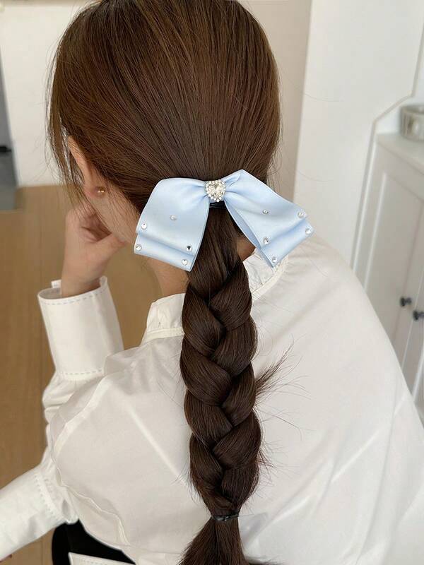 Korean Style Elegant Heart Rhinestone Bowknot Clip, Simple Sweet Lady Side Bangs Hair Clip, Bows, Cute, Claw Clips, Hair Claws, Hair Slide, Hair Barrettes