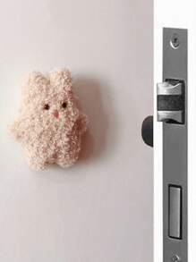 1pc Cute Bear Design Wall Protector, Soft Bumper Door Handle Collision Guard For Baby & Kids Room Decor, Bedroom