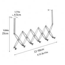 1pc Stainless Steel Telescopic Door Hook, Bathroom Hook, Living Room Hook, Bedroom Hook Kitchen Hanging Accessories Set