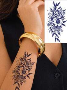 1 tatuagem temporária de ervas, tatuagem semipermanente com estampa de flores, à prova d'água e resistente ao suor, tatuagem falsa descartável de borboleta sexy e moderna, papel para tatuagem corporal que dura 2 semanas, adequado para homens e mulheres, pode cobrir cicatrizes, pode ser usado na perna, costas, peito, cintura, tornozelo, braço e clavícula, dura de 7 a 14 dias