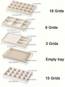 1/5 Stück beige Schmuckschalen, leere Schmuckschalen, Ring & Halsketten Aufbewahrungsschale, rechteckiger Schmuckorganizer, Schmuckausstellungsschale, Schubladenteiler Schmuckaufbewahrungsschale Sommerlagerung Geschenkorganizer - Beige - Übersicht 18