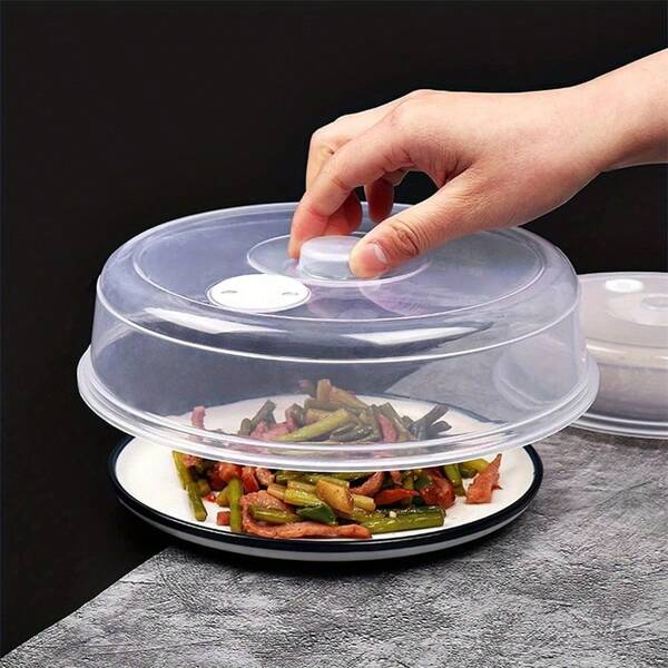 Microwave-Safe Ventilated Lid, Transparent Food Saver Cover For Kitchen, Suitable For Vegetables, Fruits & Food Contact Safety, Heat Resistant