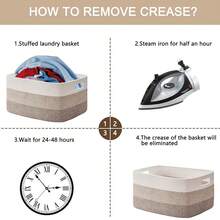 Large Rectangle Laundry Basket, Woven Cotton Rope Storage Baskets For Blanket & Toy Organizing, Laundry Hamper With Handles For Living Room, Laundry Room - White/brown - View 7