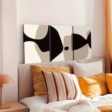 Juego de 3 obras de arte abstractas modernas y minimalistas en tonos neutros de negro y beige para decoración de granero, arte de pared para dormitorio, sala de estar, imprimible, marco de madera