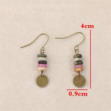 Boucles d'oreille rondes vintage et créatives en plaque de fer fait main avec perles, accessoire de mode pour femmes