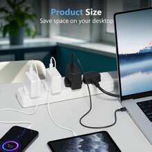 TISDLIP TISDLIP UK Minimalist Style Four Position Extension Cord Socket With Power Indicator Light And Door Design, PP Material, Equipped With 2 Screws And 2 Transparent Adhesives, Suitable For Office, Kitchen, Living Room, School, White, Extension Cord Power Socket
