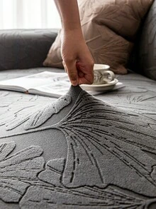 1pc Ruffled Sofa Cover, All-Season Universal Anti-Slip Pet-Friendly Dustproof Comfortable Fit For Bedroom Sofa, Machine Washable - Dark Grey - View 9