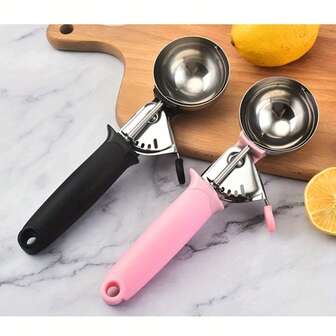 Cuchara para helado de acero inoxidable con cierre - Reutilizable, lavable para fiestas, bodas y postres en el hogar - Moderna cuchara para bolas de melón y masa, un accesorio de cocina esencial