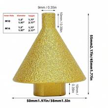 Mũi khoan và vát cạnh hình nón M10/M14 dành cho máy mài góc - Dụng cụ vát cạnh phủ đá rhinestone 38mm/50mm để mở rộng lỗ, tạo hình, cắt tỉa và hoàn thiện cạnh - Phụ kiện dụng cụ chuyên nghiệp cho đá và đá rhinestone với khả năng khoan. - Nhiều màu - Xem 6