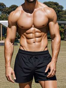 One-Piece Sports Fitness Shorts Men's Three-Quarter Pants Quick-Drying Breathable Elastic Muscle Type Iron Dog Brand Squat Large Size