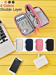 1pc Portable Travel Electronics Organizer Bag, Suitable For Storing Smartphone Cables, Hard Drives, Power Banks, Headphones, Chargers, Phone Cases, Wireless Earbuds, Bluetooth Headsets, Earphones, Great For Business Travel, School, College, Office, School Supplies, Back To School, University Students - Multicolor - View 12
