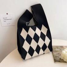 Borsa a tracolla in maglia per donne, borsa in maglia, borsa shopping, pochette, borsa intrecciata in poliestere, borsa versatile