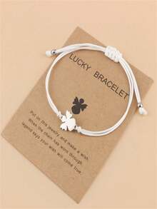 ZIRUISP 1pc Stainless Steel Little Angel Bracelet Adjustable Wax Line Braided Jewelry Bracelet Couple/Friend Matching Rope Color Hand Chain , Delicate Hand Chain For Daughter/Girlfriend, Symbolize Love & Friendship Gift