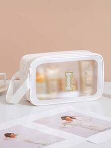 1pc Travel Makeup Storage Bag, Waterproof Cosmetic Bag, Large Capacity Toiletry Bag For Skincare Products - White - View 8