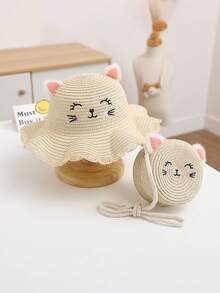 2pcs Kids Straw Hat, Girls Cute Sun Ion Collapsible Beach Bucket Hat - 2pcs - View 8