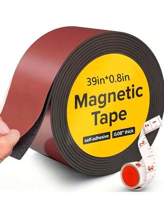 1 st industriell magnettejp i rulle, akrylmagnetremsa, självhäftande flexibel magnetremsa av gummi, utbildningsmaterial gör-det-själv-pysselverktygstejp, flexibel magnetisk klistermärke, magnetremsa av gummi för gardinnät och fönster med stark magnetisk attraktion, lämplig för hantverk, konstprojekt, whiteboardtavlor, kylskåpsmagneter, daglig kontorsanvändning, kontorsmaterial (om du behöver starkare magnetisk attraktion, vänligen beställ en större produkt)