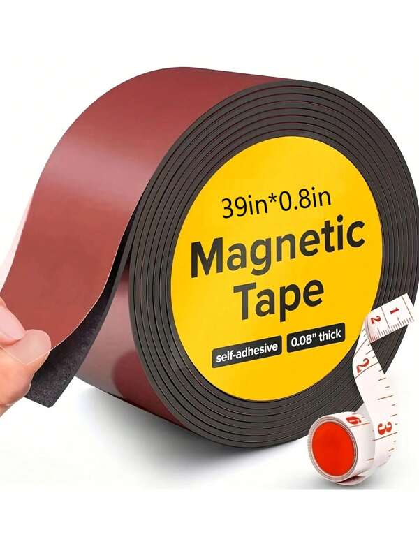 1 pezzo Rotolo di nastro magnetico industriale, striscia magnetica acrilica, striscia magnetica flessibile in gomma autoadesiva, forniture educative, nastro adesivo magnetico ritagliabile per artigianato, progetti artistici, lavagne, frigoriferi, uso ufficio quotidiano, forniture per ufficio