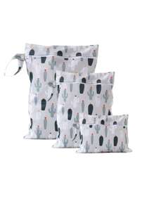 3pcs Cartoon Pattern Baby Diaper Wet Dry Bag/Storage Bag, Baby Bath Decor, Family Gift, Random Pattern Distribution