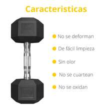 Mancuerna Hexagonal Caucho 30 Lb (13.5kg) - Negro - Ver 4