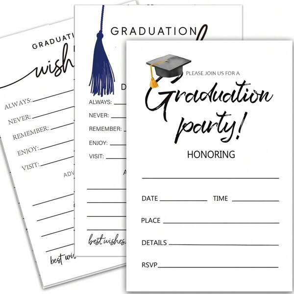 Convite para festa de formatura 2025, convites para formatura com envelopes, cartões de convite para festa de ensino médio ou faculdade, materiais para anúncios de parabéns de formatura