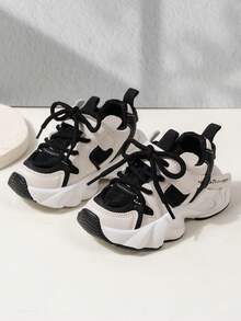 2024 Spring New Fashionable Kids Chunky Sneakers, Boys Sports Shoes & Girls Breathable Mesh Running Shoes - Black - View 2