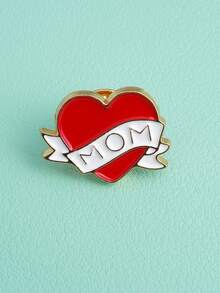 1pc Creative Red Heart "MOM" Brooch Jewelry Gift For Mother - Red - View 4