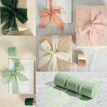 1 Roll 3.8cm * 640cm Chiffon Ribbon Gift Wrapping Ribbon Wedding Party Celebration Decorative Fabric Ribbon Cake Ribbon Craft Supplies DIY Bow Knot Bouquet Handle Ribbon - Multicolor - View 4