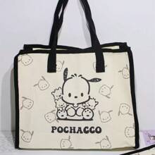 Sanrio Sac fourre-tout en canevas Pompompurin de Sanrio - Sac à bandoulière mignon et spacieux pour femmes, cabas solide pour les livres avec une sangle réglable pour l'école/l'université/les trajets | Fournitures scolaires essentielles kawaii, rentrée scolaire
