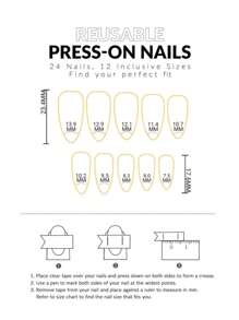 24 Pieces Of Summer Nails Short Nails Almond-Shaped Nails French Pointed Nails Petal False Nails With One