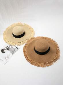 1 pezzo Cappello di paglia estivo da donna, cappello casual da spiaggia/protezione dal sole per fotografia, vacanze