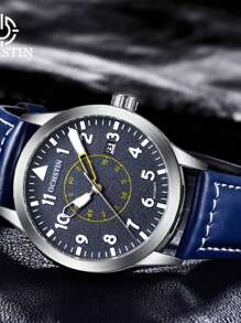 OCHSTIN Herren mechanische Piloten-Armbanduhr, Luxus Selbstaufzug Leder mechanische Herren Uhr mit Datum, Geschenk für Männer mit orange/gelb/schwarzem Zifferblatt