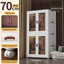 Foldable 27.56 Inch Wide Multi-Layer Plastic Storage Cabinet, Easy To Assemble, Space Saving Home Organizer, Closed And Dustproof - Multi-Functional Storage For Clothes, Snacks, Toys, Suitable For Bedroom, Dormitory And Home Closet, 10 Extra Hangers - White - View 4
