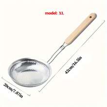 Cuchara ranurada con mango de madera y acero inoxidable - Colador de cocina de malla fina para preparación de alimentos y filtrado de aceite - Perfecto para pasta y fideos, ideal para uso en restaurantes - Multicolor - Ver 16