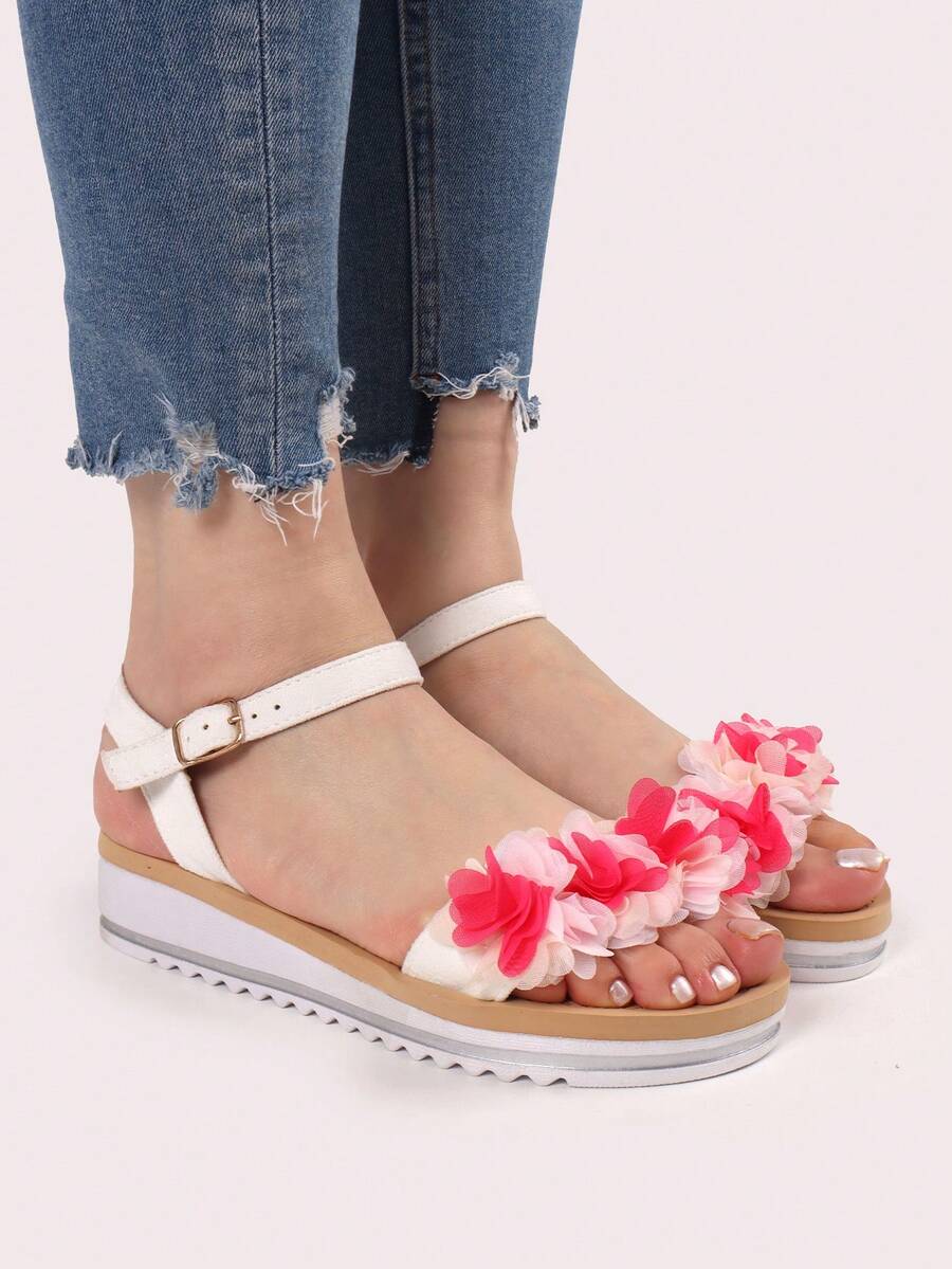 Sandalias con flores de tejido - Multicolor - View 1