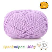 300g 100% reine Strickwolle, ideal für handgemachte Pullover, Mützen, Schals zum Warmhalten im Herbst/Winter, 1 Stück = 6 Knäuel = 300g