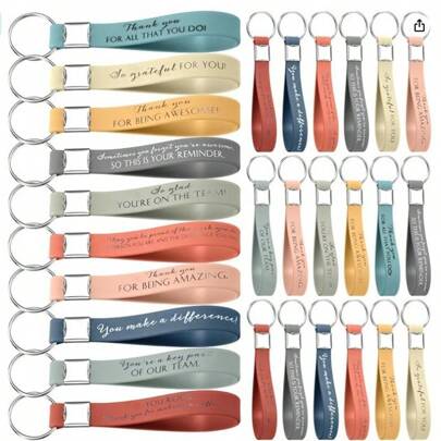 [30 Pcs Inspirational Keychain Set] 30 Pcs Inspirational Silicone Keychain Set – Employee Appreciation & Team Motivational Quotes – Plastic & Metal Key Rings For Coworkers And Staff Gifts; Positive Energy Quotations Such As "Good Enough", "Strong, Beautiful, Loved And Cherished"-Soft Colors (Pink, Blue, Green, Purple, Orange,