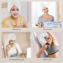 Ultra Fine Fiber Women's Super Absorbent Quick Drying Hair Towel, Buckle,Anti Frizz,1pc Back To SchoolHair Bonnet