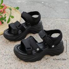 女士时尚运动凉鞋，新款夏季绑带钩环厚底凉鞋，时尚百搭罗马鞋