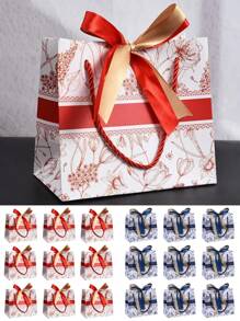 High-End Handbag With Ribbon Candy, Grocery Bag,Return Gift Bag Holiday Gift Packaging Paper Bag,Gift Bags,Printed Gift Packaging Bag, Bow Ribbon Gift Bag, Clothing Shopping Bag, Companion Handbag For Gifts,Reusable Shopping Bag,Home New Arrival Summer Cooling,Beach,Travel