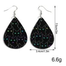 1 对时尚可爱彩色亚克力猫狗水滴吊坠耳环适合女性日常佩戴