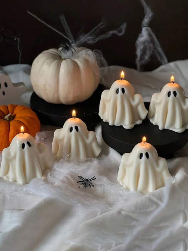 1 pieza Molde de vela en forma de fantasma lindo de silicona para velas perfumadas, adecuado para moldeado de resina, elaboración de jabón y manualidades DIY - para decoraciones navideñas y regalos hechos a mano
