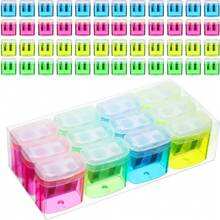 2 pezzi Temperamatite per studenti con contenitore, forniture per ufficio e scuola colorate, temperamatite in plastica trasparente a doppio foro per bambini, per forniture scolastiche, per il ritorno a scuola