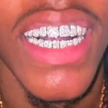 THATBOY 2件組龐克風鋯石牙套 Grillz，上排10顆牙 + 下排10顆牙套組，適合饒舌歌手與 Cosplay，高級龐克牙套，瞬間升級你的笑容 - 彩色 - 查看 5